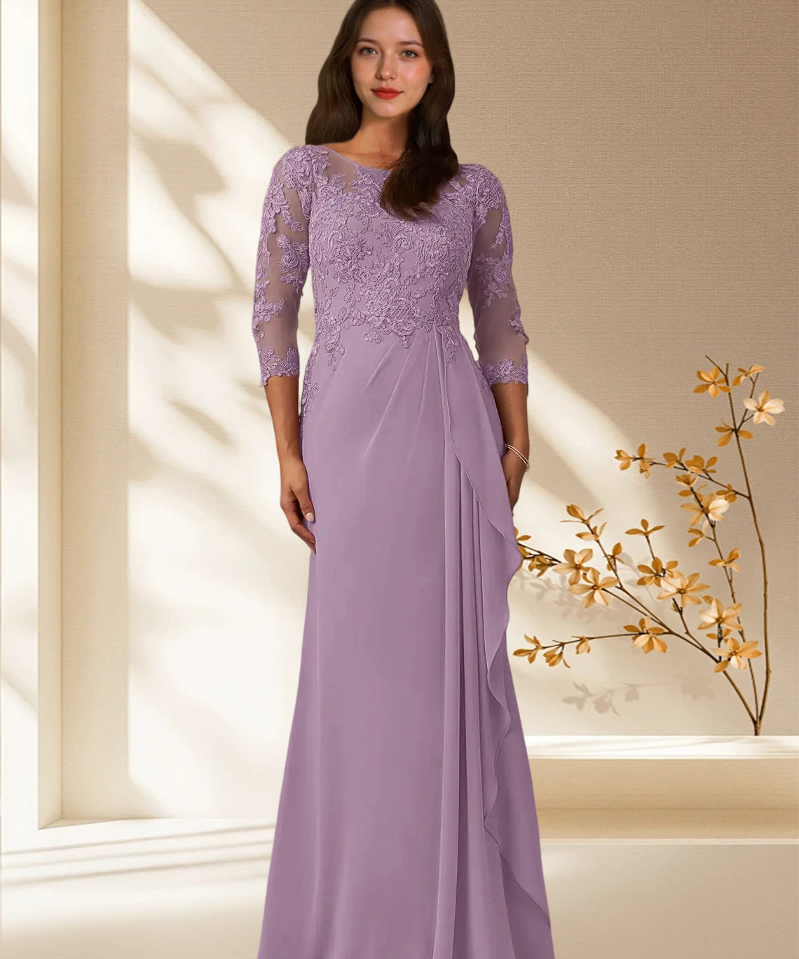 Augday Calanthe A-Line Scoop Chiffon Dress