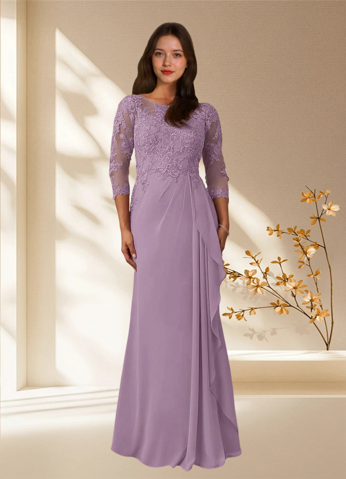 Augday Calanthe A-Line Scoop Chiffon Dress