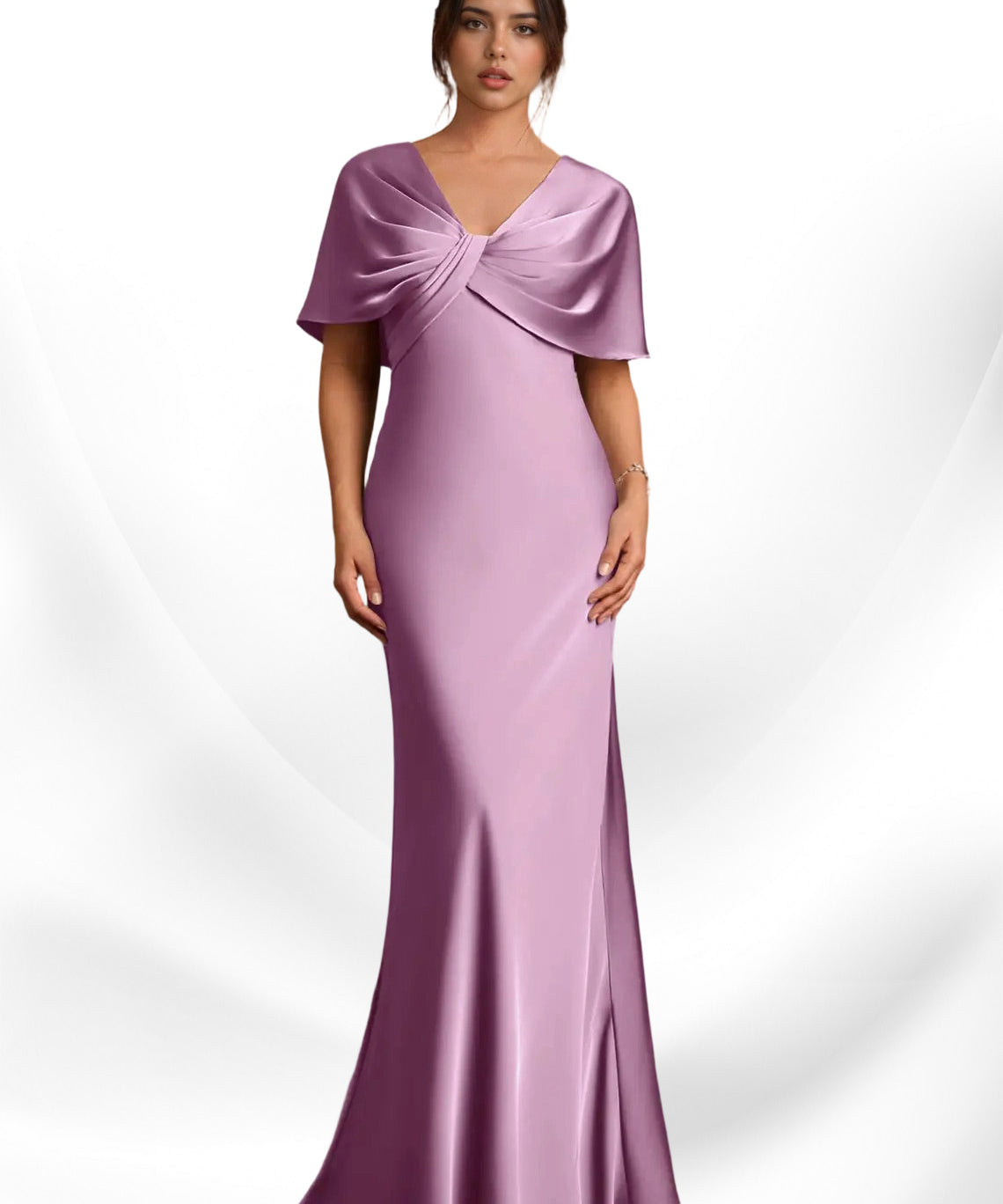 Augday Dosia Sheath Pleated Stretch Satin Dress