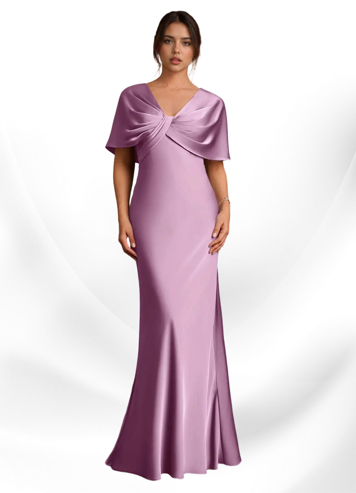Augday Dosia Sheath Pleated Stretch Satin Dress