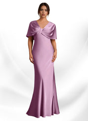 Augday Dosia Sheath Pleated Stretch Satin Dress