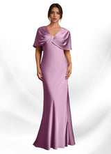 Augday Dosia Sheath Pleated Stretch Satin Dress