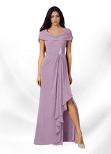 Augday Mary A-Line Side Slit Chiffon Dress