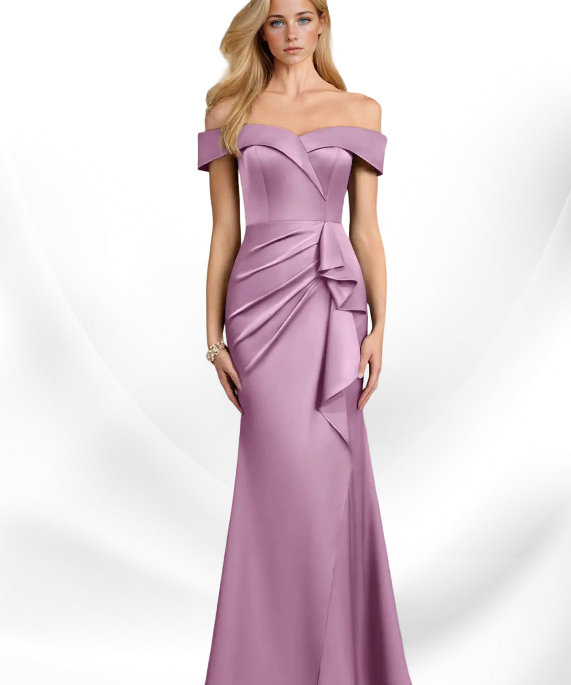 Augday Laredo Mermaid Off the Shoulder Stretch Satin Dress