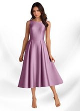 Augday Fulton A-Line Pleated Stretch Satin Dress