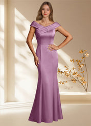 Augday Aberdeen Sheath Pleated Stretch Satin Dress