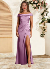 Augday Bedford Sheath Pleated Stretch Satin Dress
