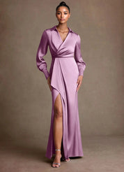 Augday Jacinta Sheath Pleated Stretch Satin Dress