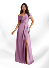 Augday Milton A-Line Pleated Stretch Satin Dress