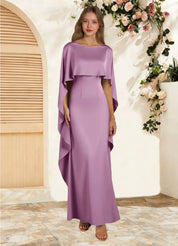 Augday Eli Sheath Boatneck Stretch Satin Dress