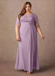 Augday Hera Mother of the Bride Dresses A-Line Lace Capelet Chiffon Dress Plus Size