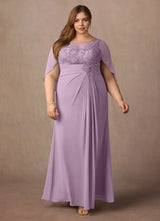 Augday Hera Mother of the Bride Dresses A-Line Lace Capelet Chiffon Dress Plus Size