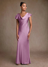 Augday Shelby Mother of the Bride Dresses Mermaid Pleated Stretch Satin Dress