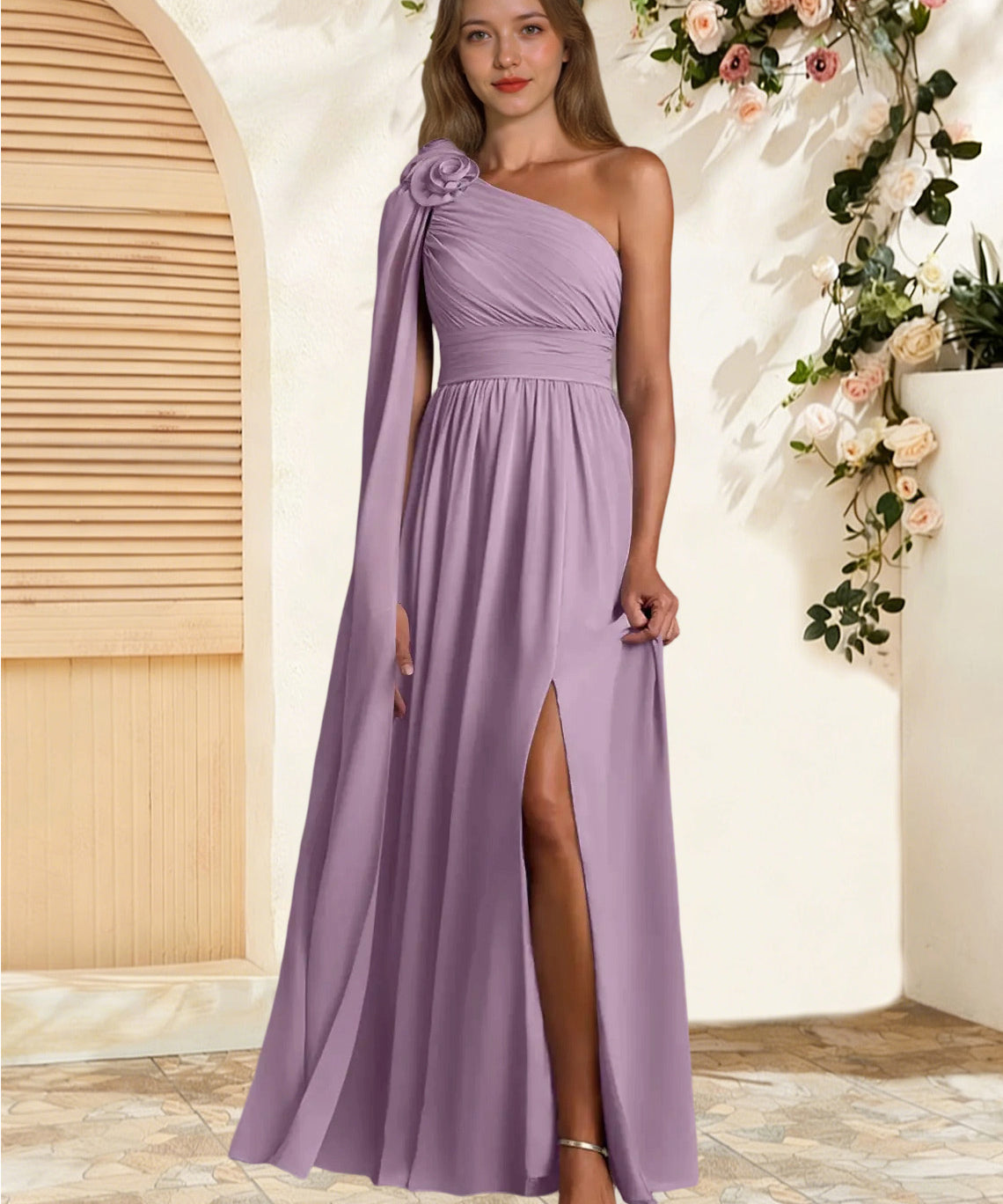 Augday Lancaster A-Line One Shoulder Chiffon Dress