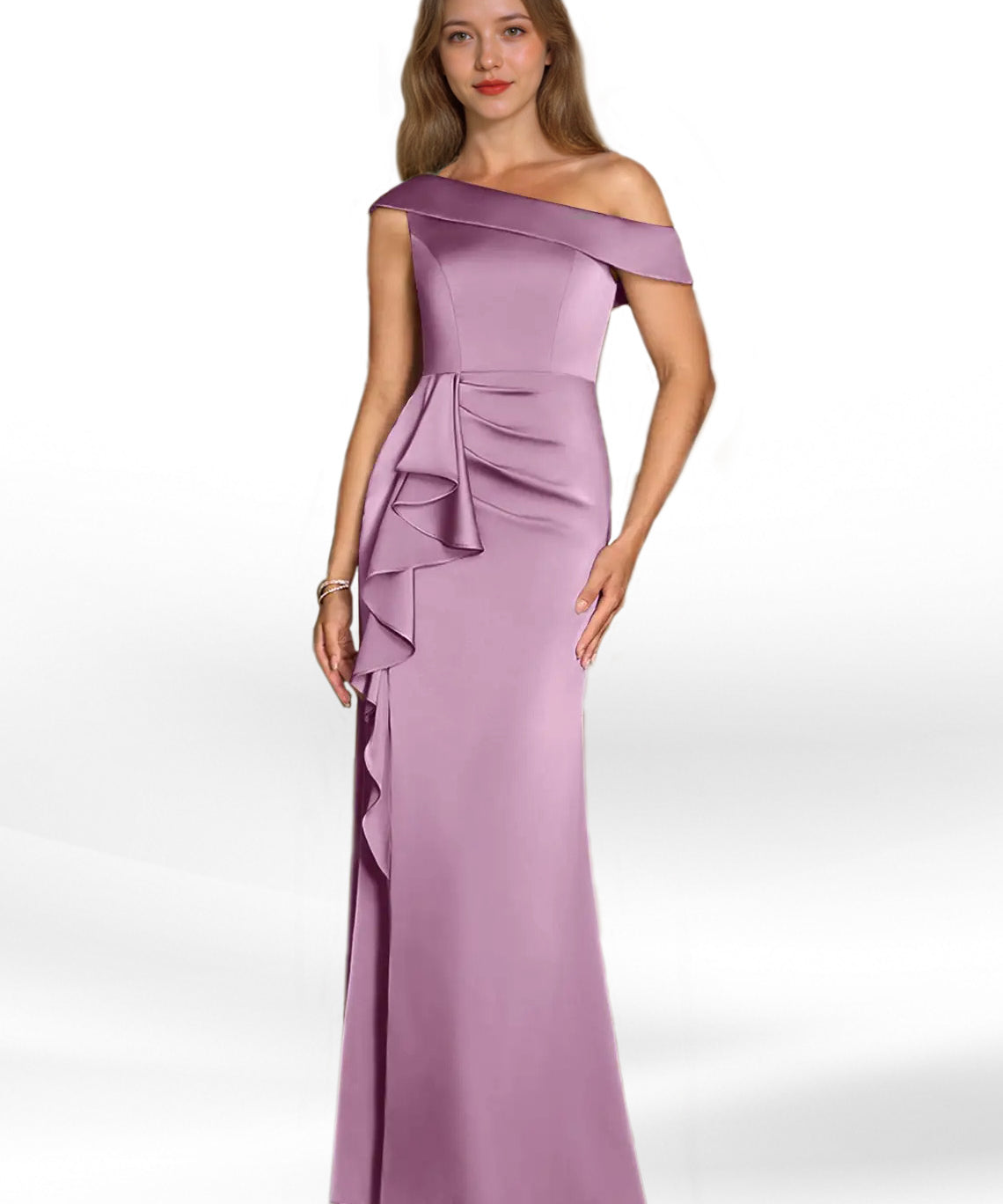 Augday Hamptons A-Line Pleated Stretch Satin Dress