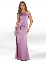 Augday Hamptons A-Line Pleated Stretch Satin Dress