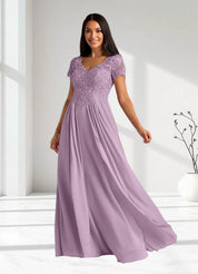 Augday Dunja A-Line V-Neck Lace Chiffon Dress