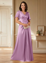 Augday Emmeline A-Line Pleated Stretch Satin Dress