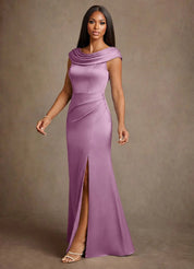 Augday Irvine A-Line Pleated Stretch Satin Dress