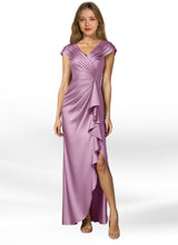 Augday Anderson A-Line Pleated Stretch Satin Dress