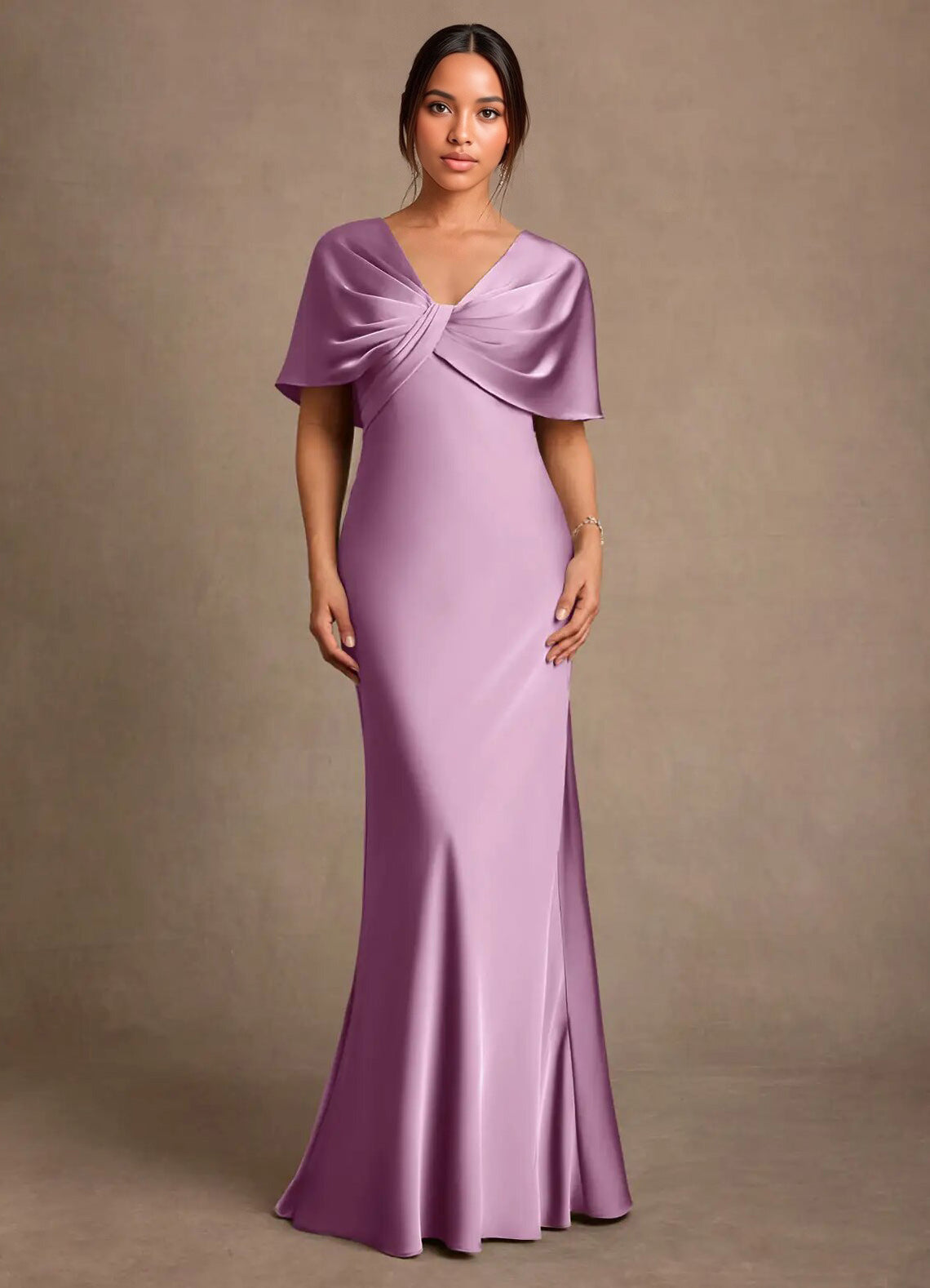Augday Dosia Sheath Pleated Stretch Satin Dress