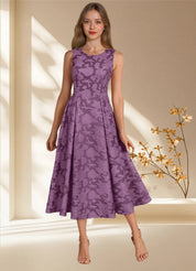 Augday Fulton A-Line Pleated Floral Burnout Dress