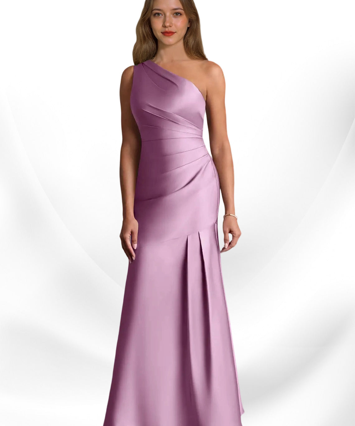 Augday Haifa Mermaid One Shoulder Stretch Satin Dress