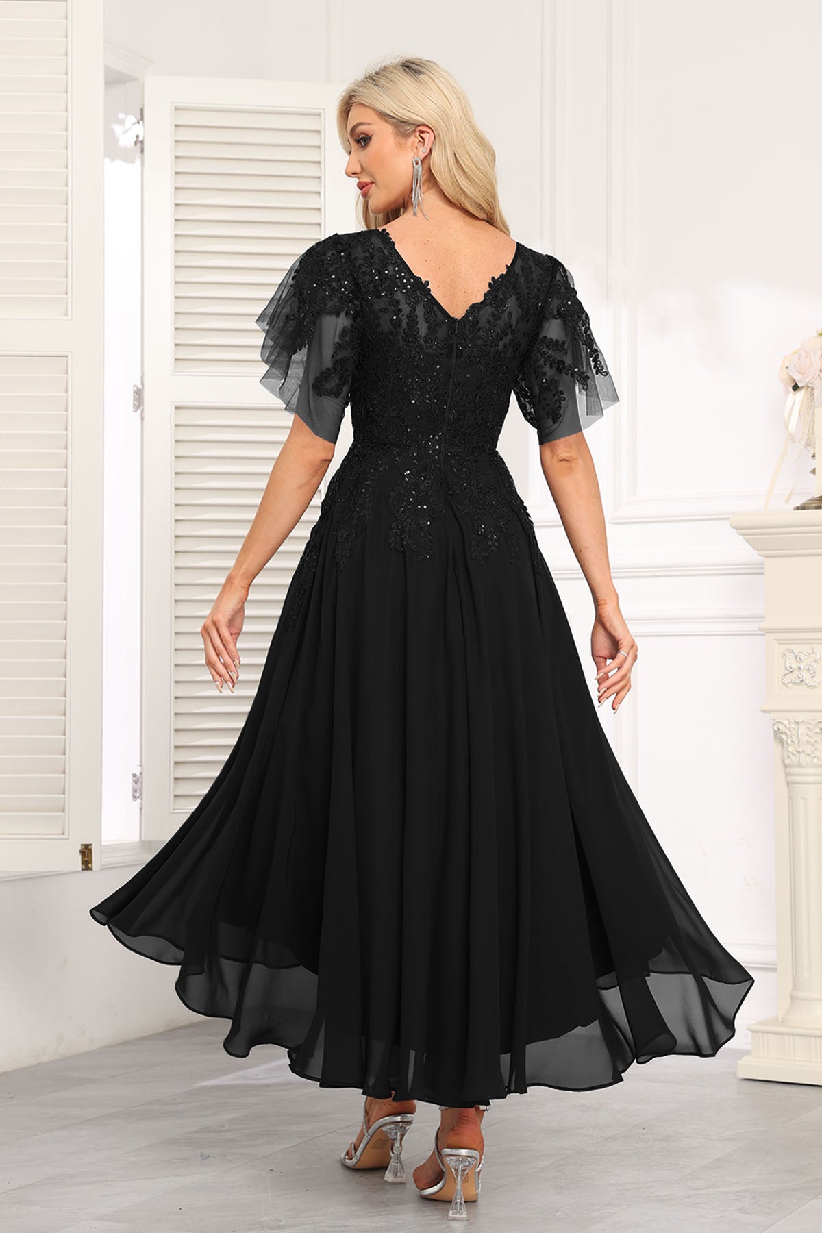 Augday Chiffon Lace Sequins Mother of the Bridesmaid Dresses