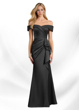 Augday Laredo Mermaid Off the Shoulder Stretch Satin Dress