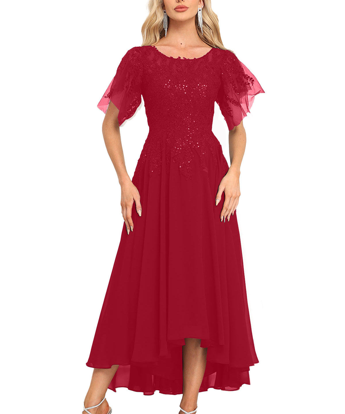Augday Chiffon Lace Sequins Mother of the Bridesmaid Dresses