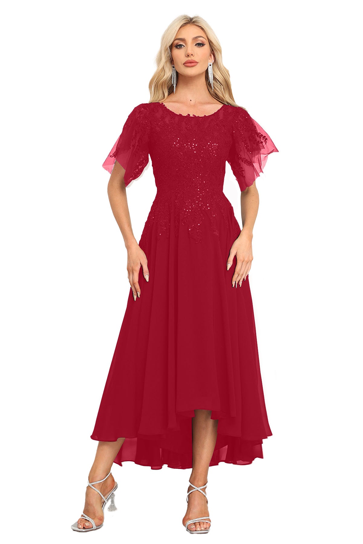 Augday Chiffon Lace Sequins Mother of the Bridesmaid Dresses