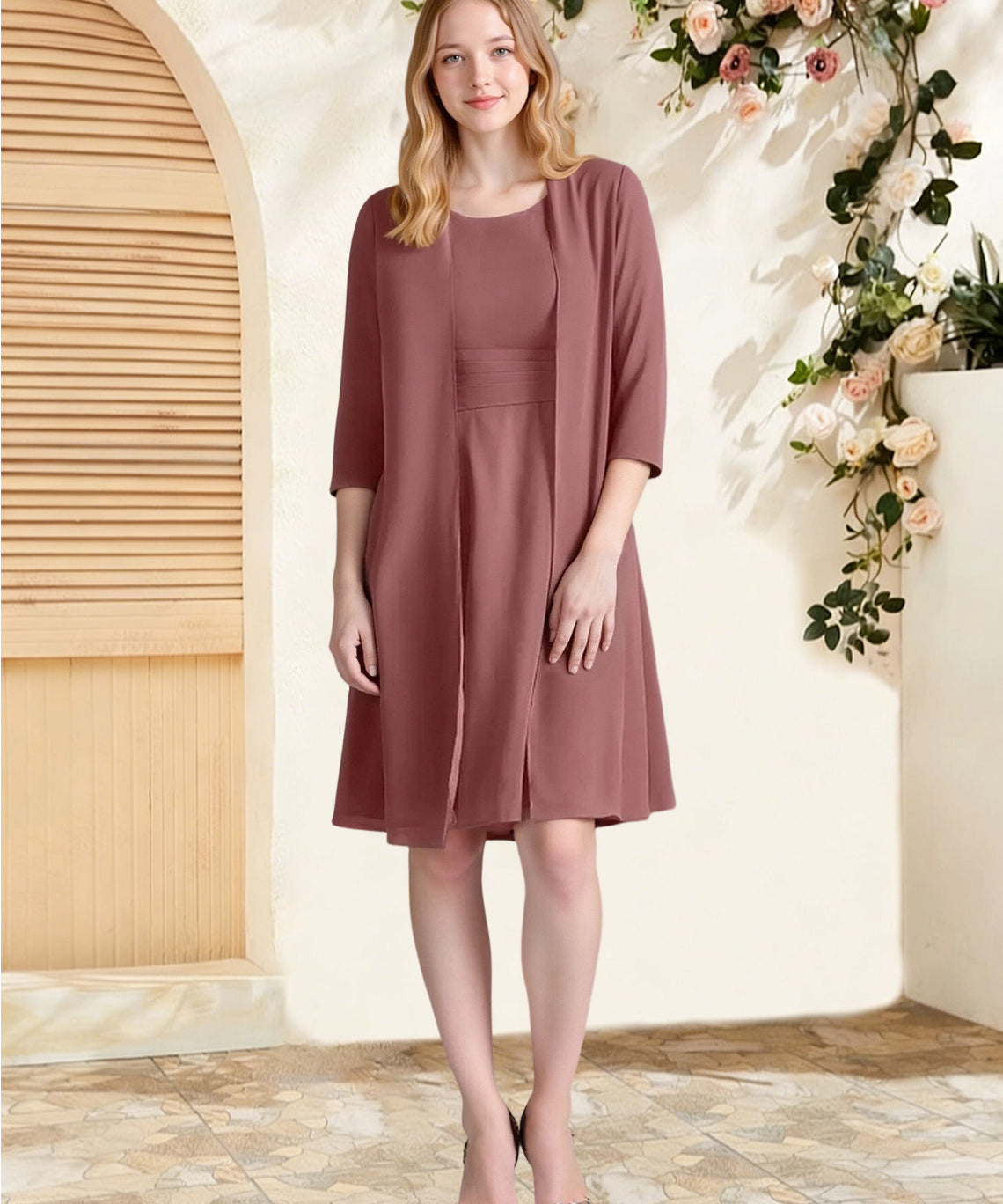 Augday Shirley A-Line Scoop Pleated Chiffon