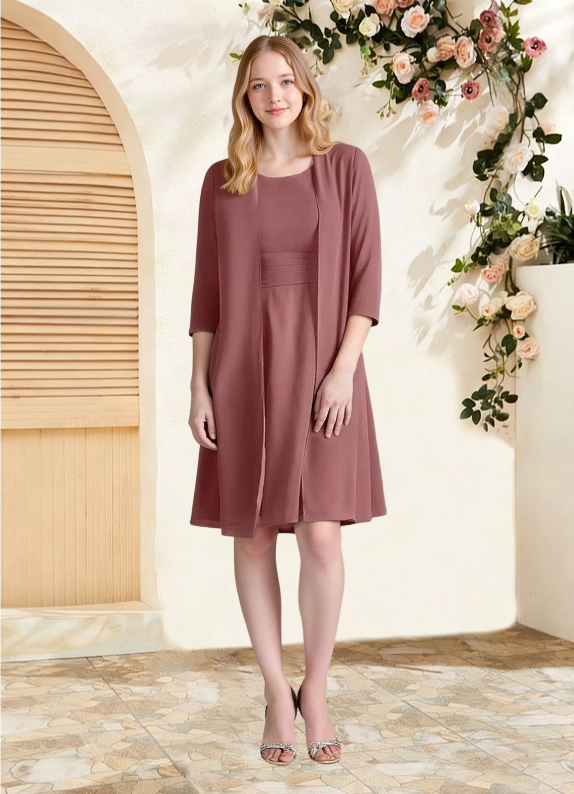 Augday Shirley A-Line Scoop Pleated Chiffon