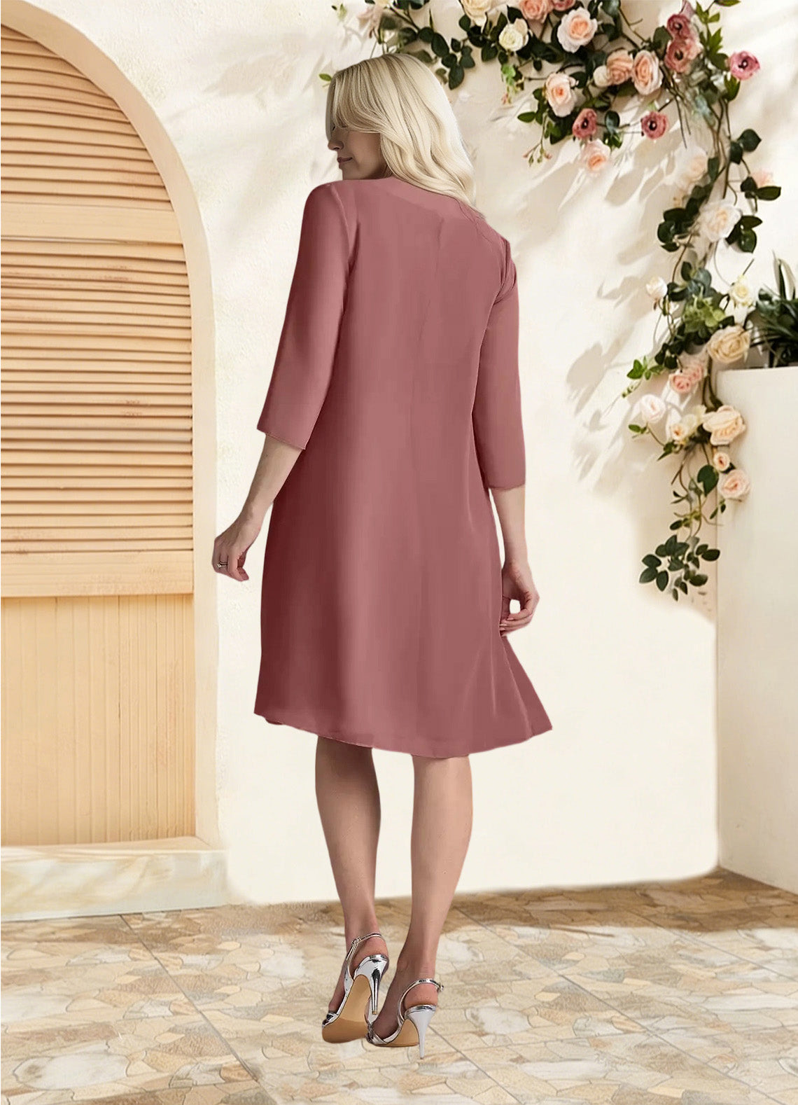 Augday Shirley A-Line Scoop Pleated Chiffon