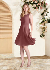 Augday Shirley A-Line Scoop Pleated Chiffon