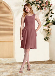 Augday Shirley A-Line Scoop Pleated Chiffon