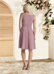 Augday Shirley A-Line Scoop Pleated Chiffon