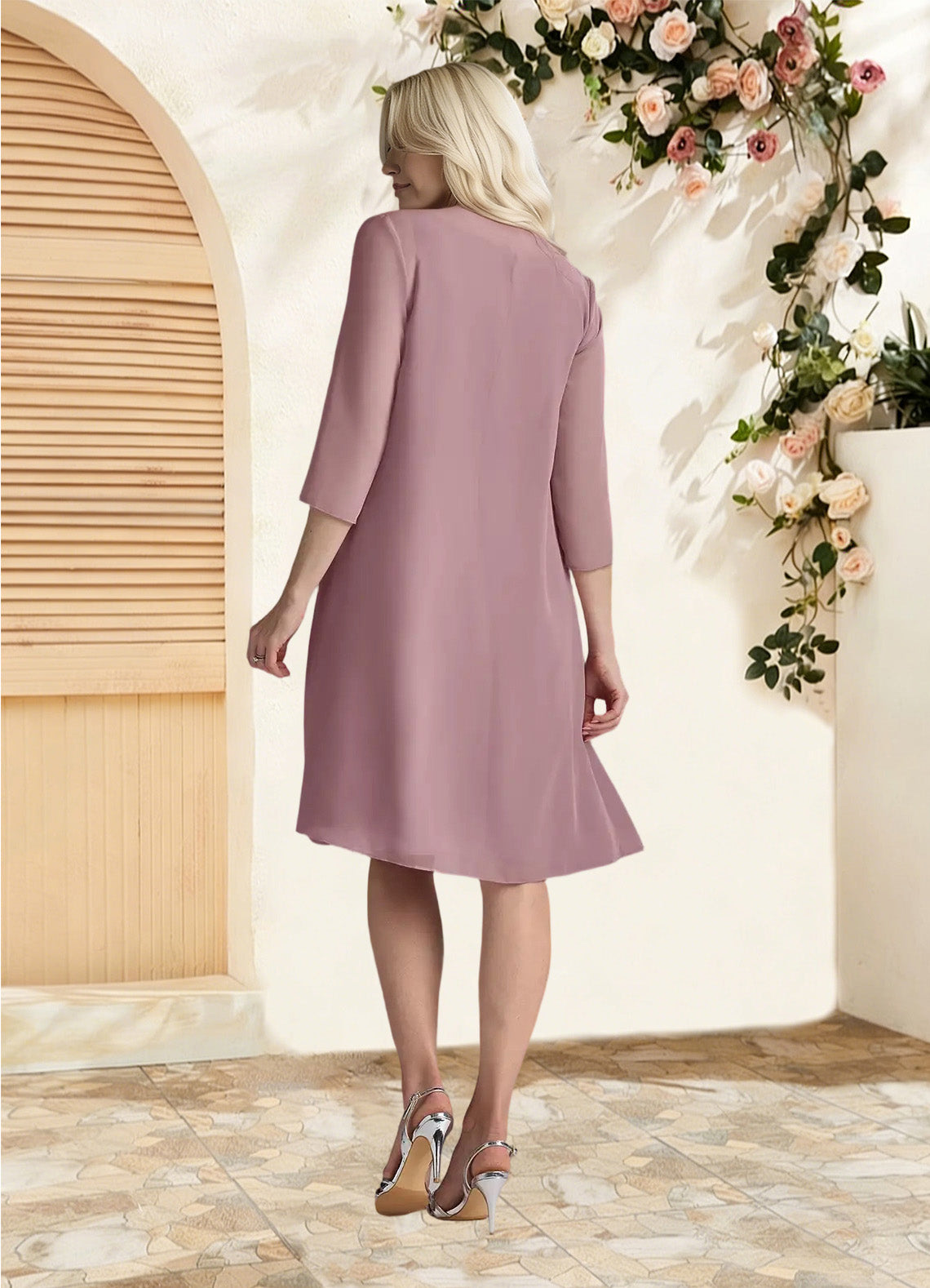 Augday Shirley A-Line Scoop Pleated Chiffon