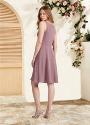 Augday Shirley A-Line Scoop Pleated Chiffon
