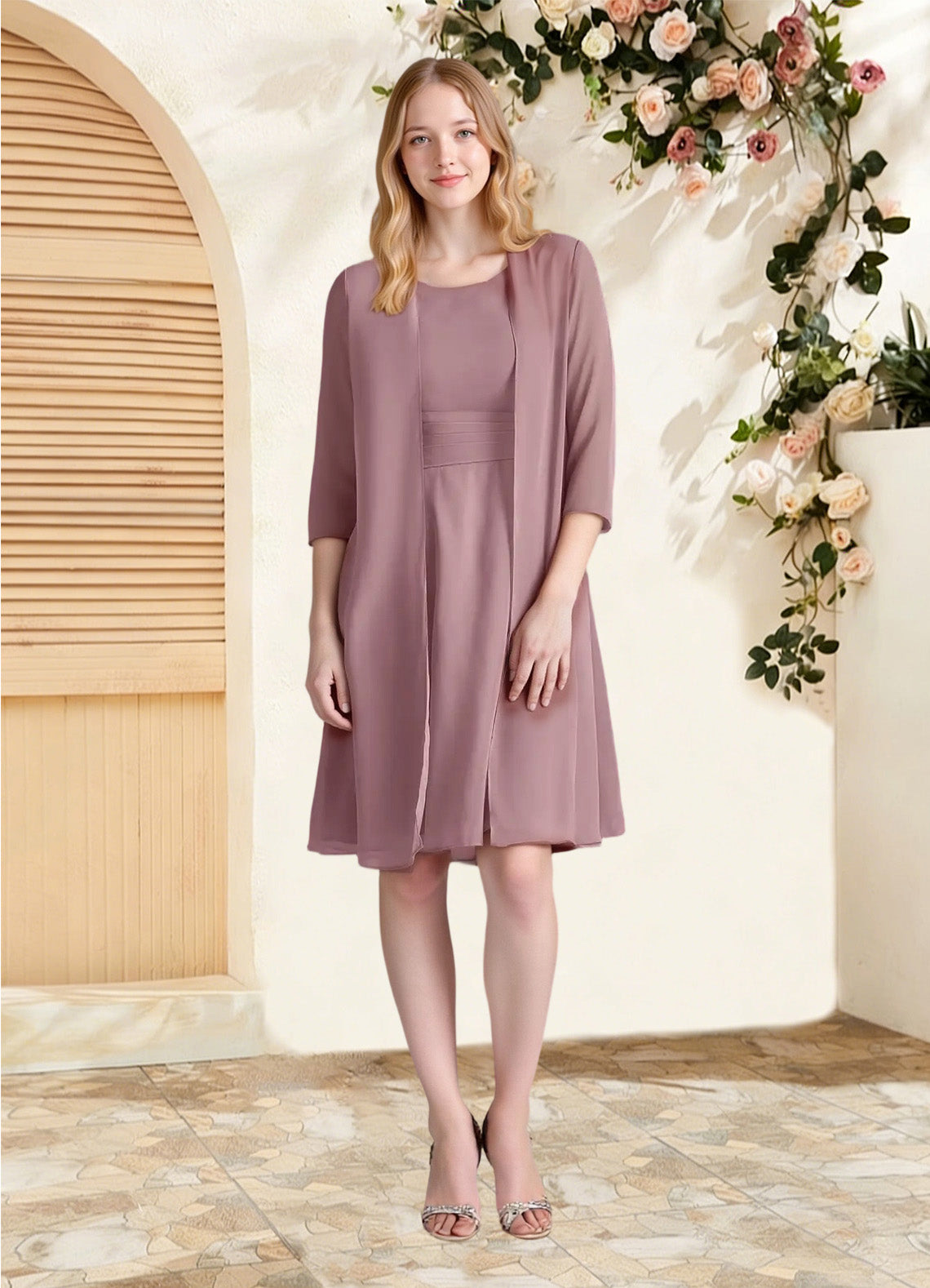 Augday Shirley A-Line Scoop Pleated Chiffon