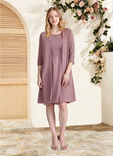 Augday Shirley A-Line Scoop Pleated Chiffon