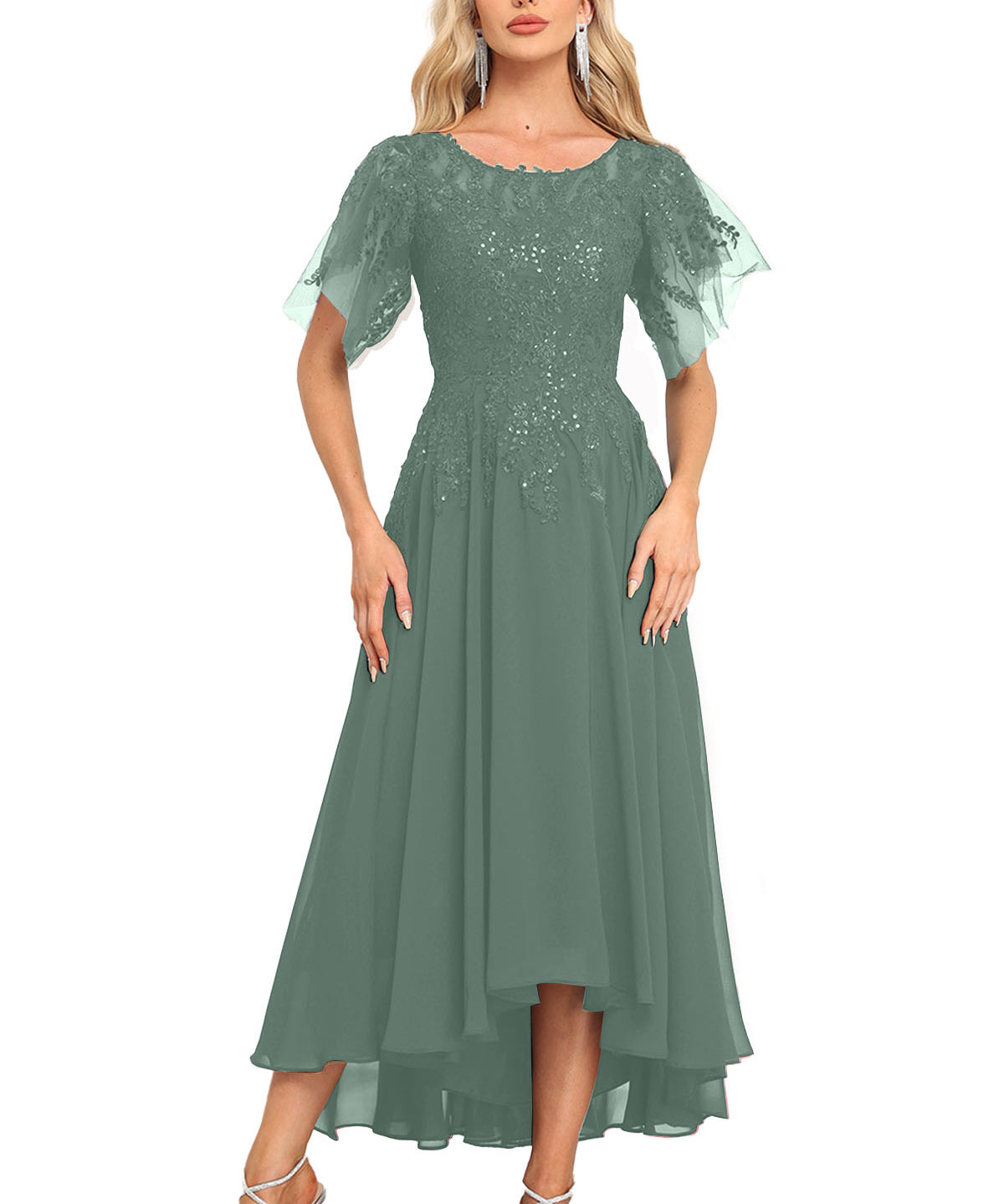 Augday Chiffon Lace Sequins Mother of the Bridesmaid Dresses