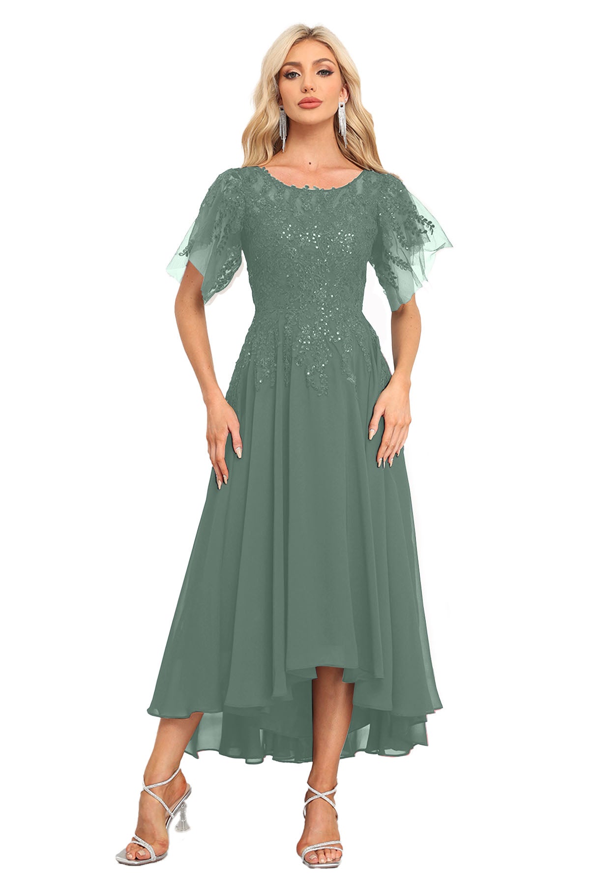 Augday Chiffon Lace Sequins Mother of the Bridesmaid Dresses