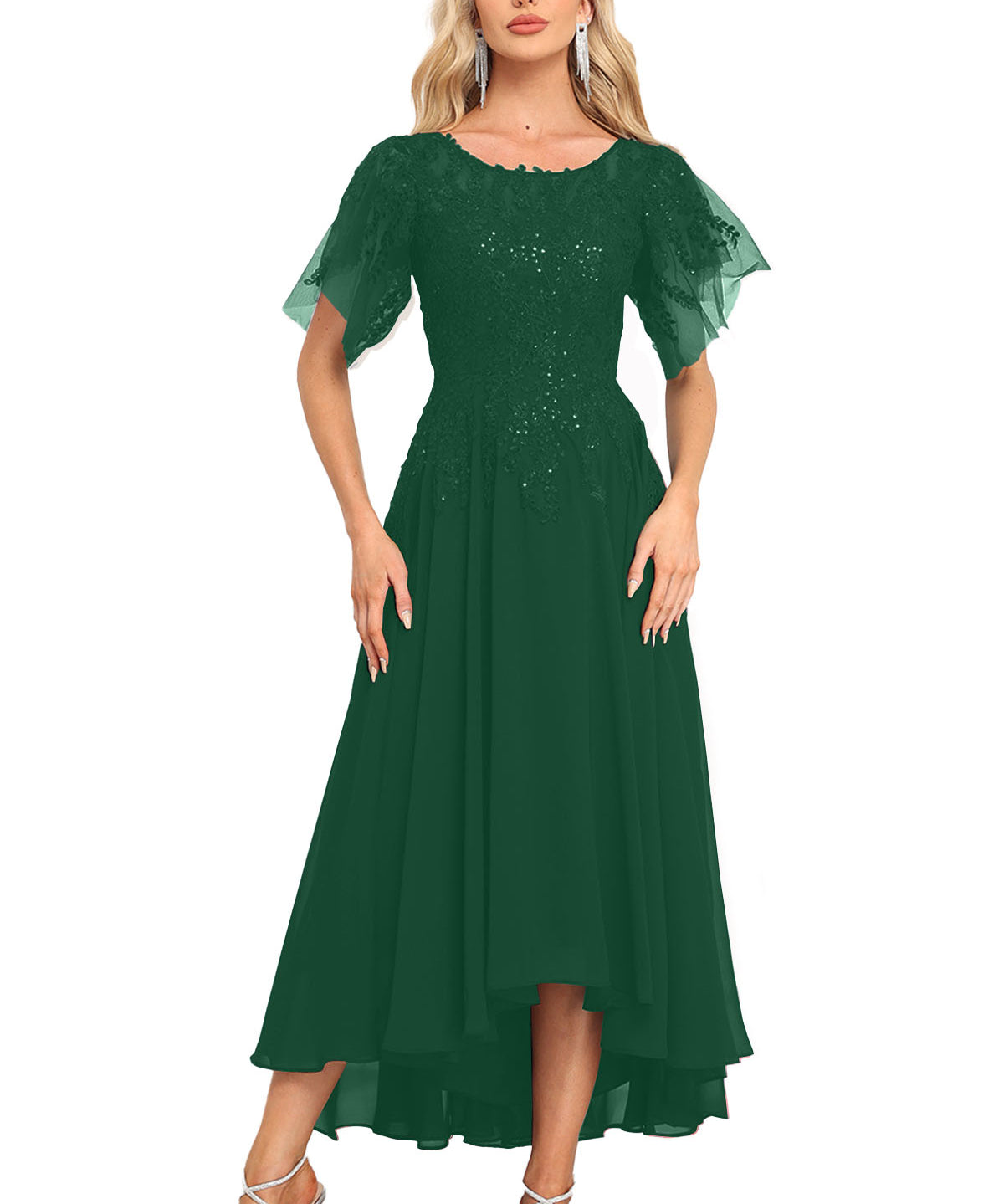 Augday Chiffon Lace Sequins Mother of the Bridesmaid Dresses