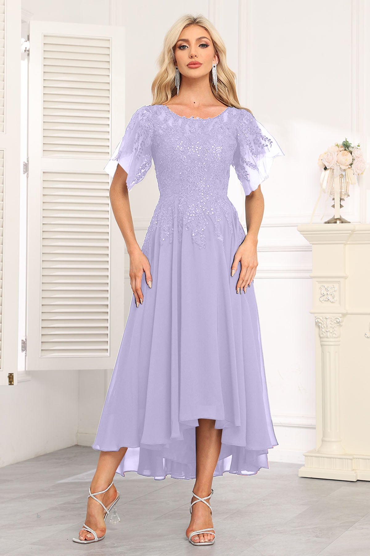 Augday Chiffon Lace Sequins Mother of the Bridesmaid Dresses