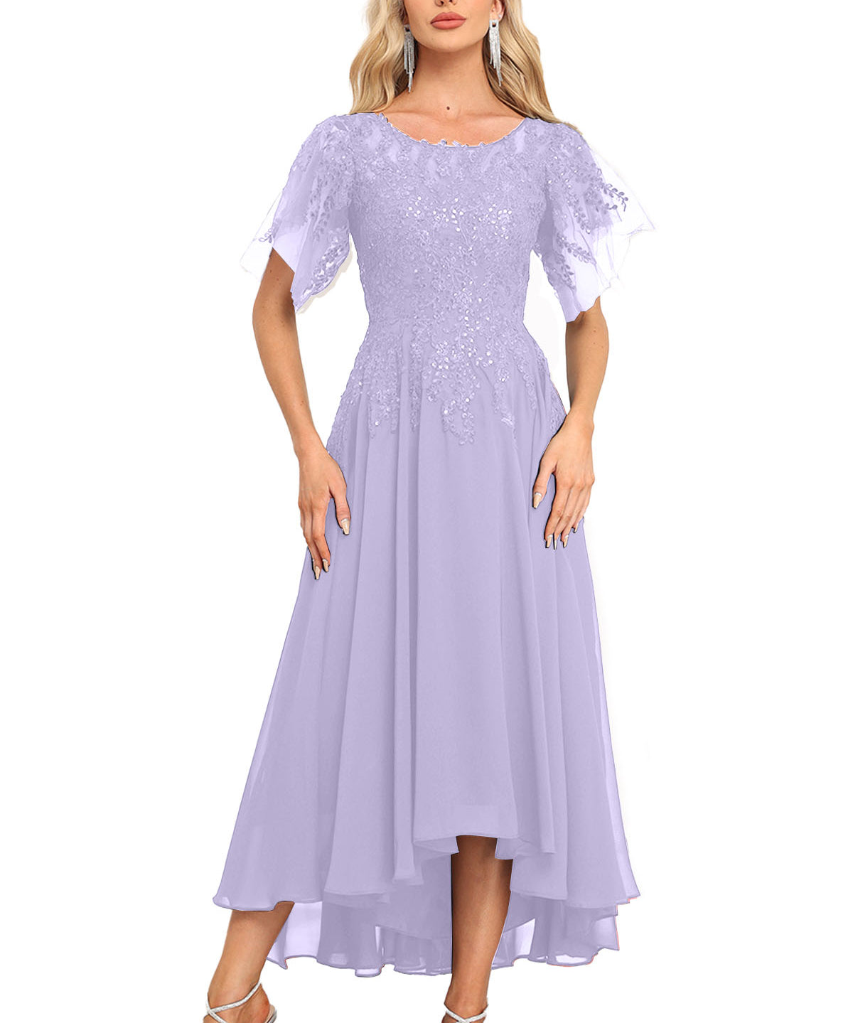 Augday Chiffon Lace Sequins Mother of the Bridesmaid Dresses