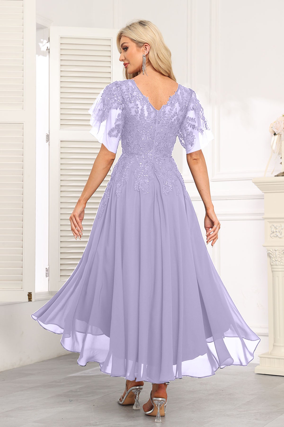 Augday Chiffon Lace Sequins Mother of the Bridesmaid Dresses