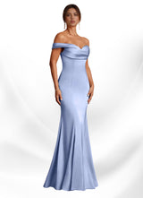 Augday Boone Mermaid Off the Shoulder Stretch Satin Dress