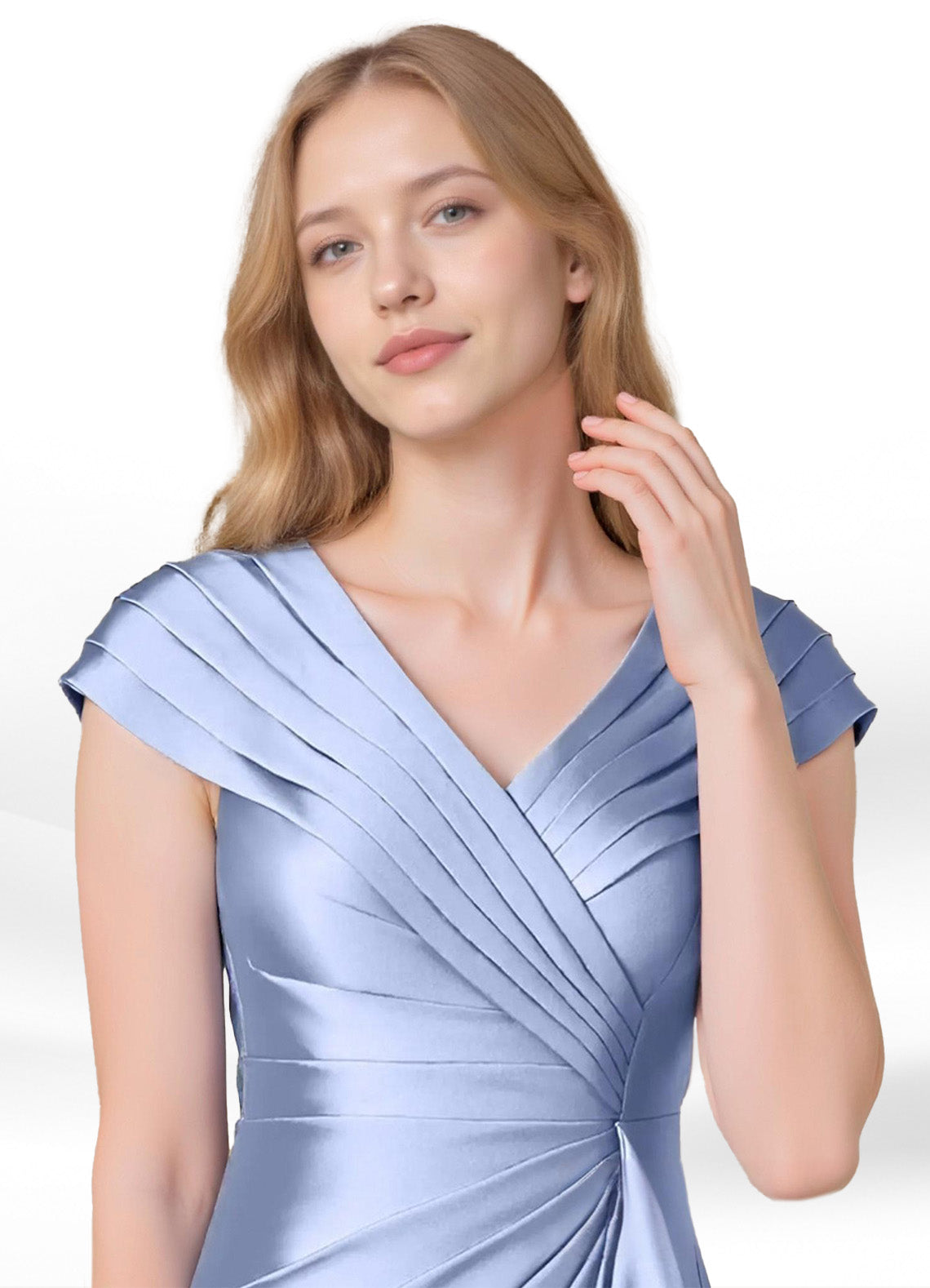 Augday Anderson A-Line Pleated Stretch Satin Dress