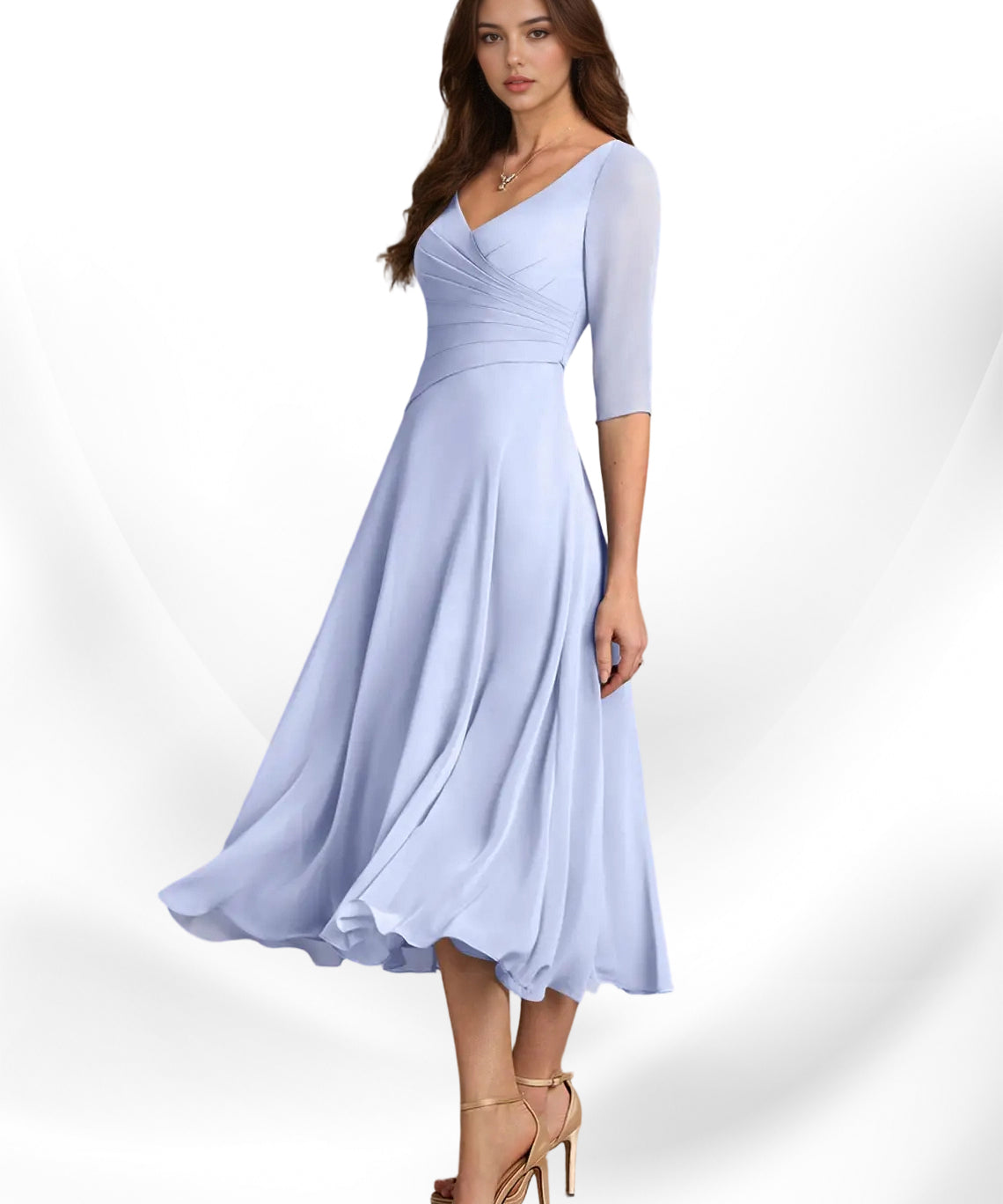 Augay Durant A-Line Pleated Chiffon Dress